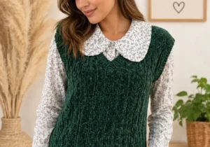 Chaleco de Chenille Escote V